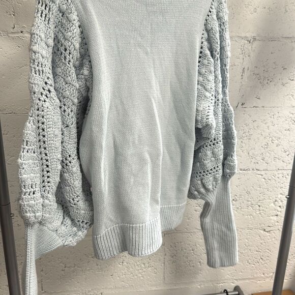 Light Blue Sweater with Crochet Sleeves - Long Sleeve FATE Sweater Size Medium - Picture 4 of 4